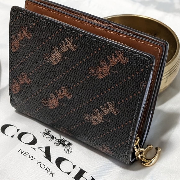 Coach Horse & Carriage Dot Print Print Leather & Canvas Wallet New in Gift Box - Picture 4 of 5